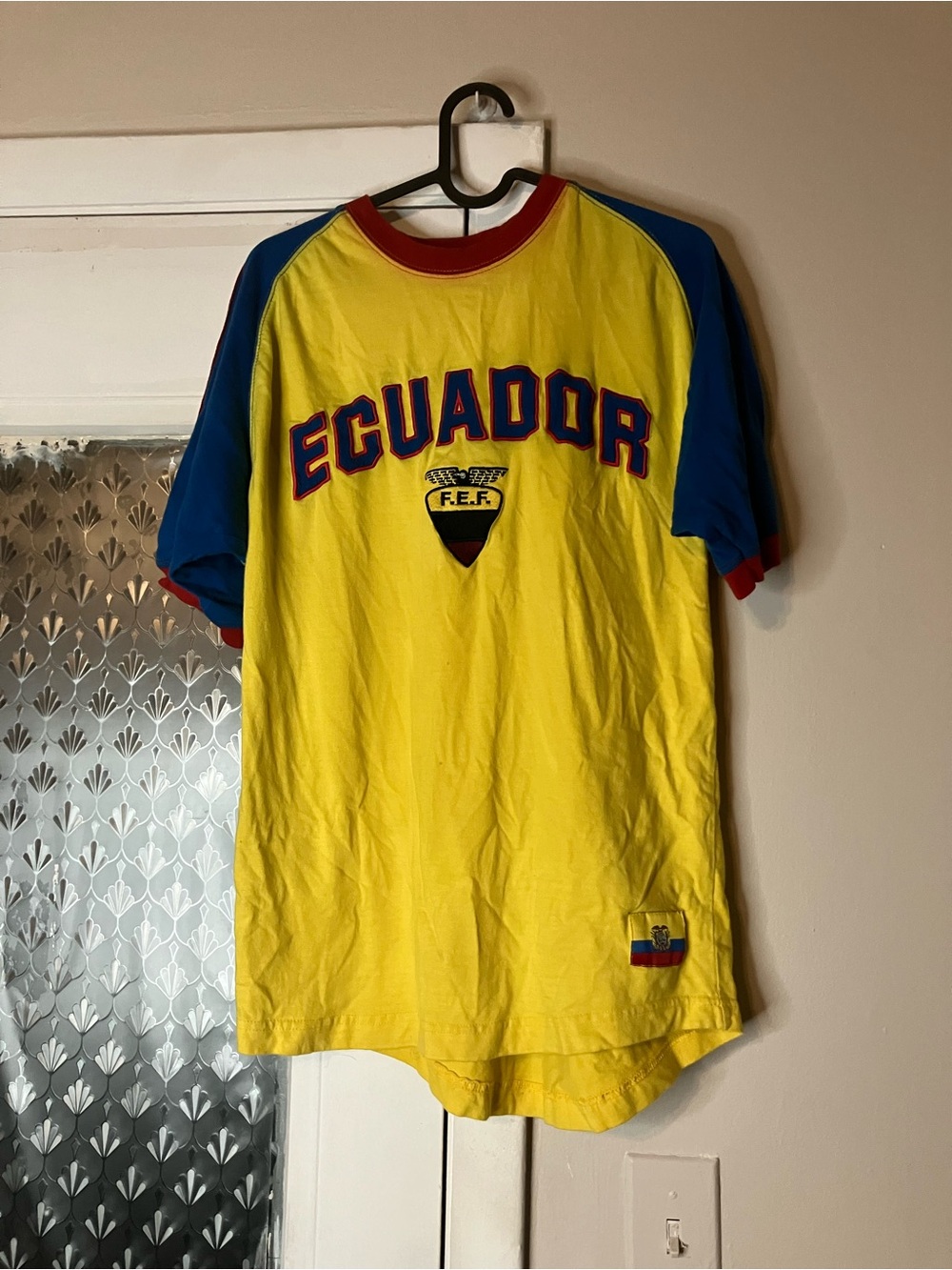 Ecuador Football Tee - Yellow with Blue & Red Accents